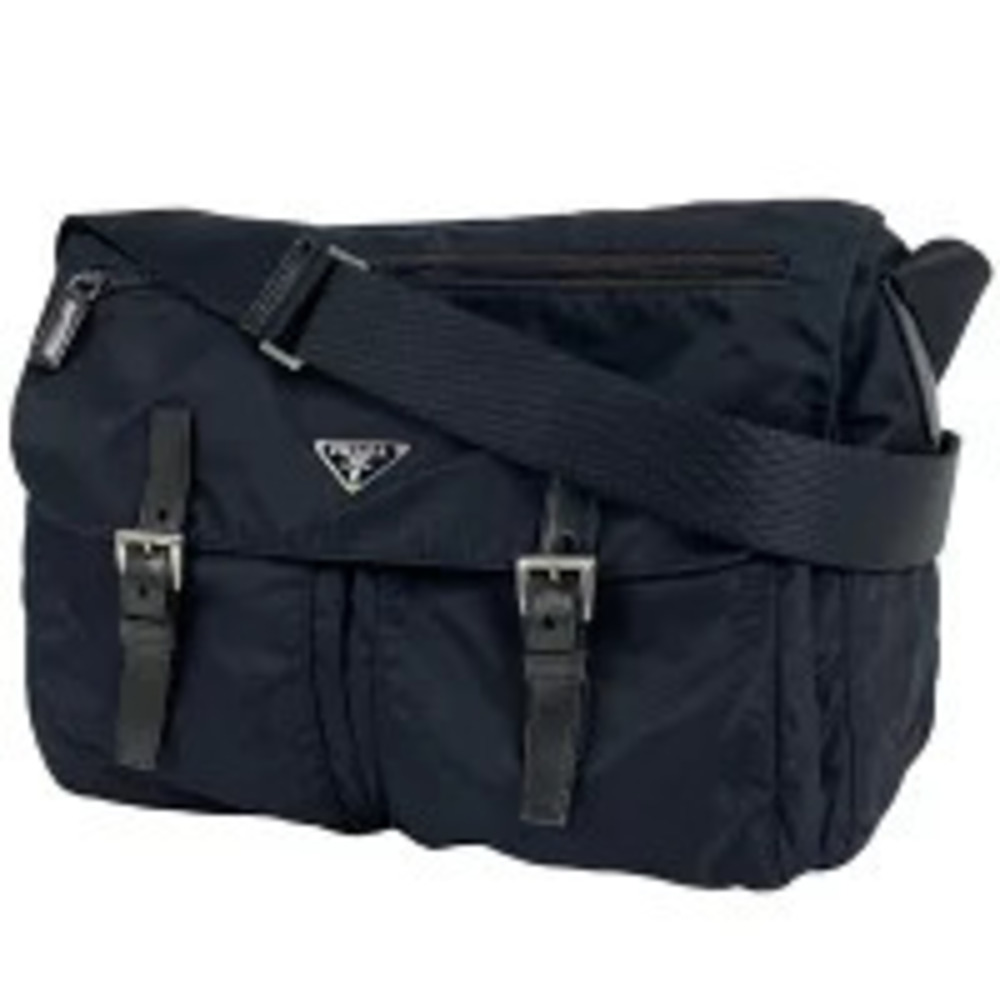 Prada Plate Shoulder Bag Messenger Nero Black